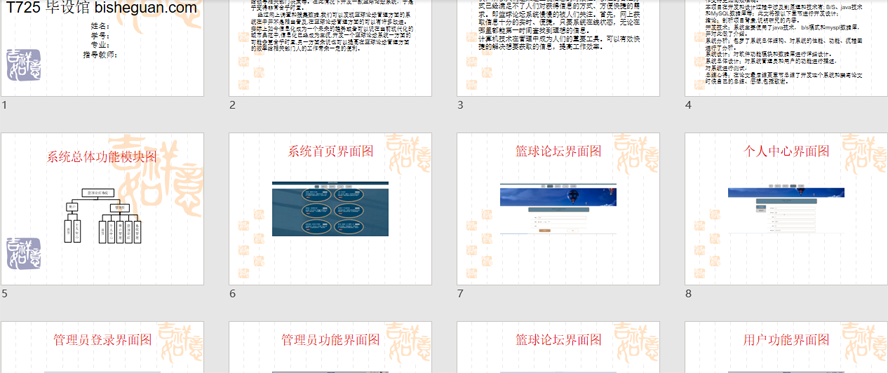 篮球论坛系统PPT截图