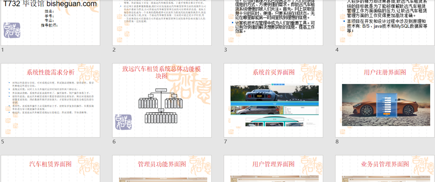 致远汽车租赁系统PPT截图