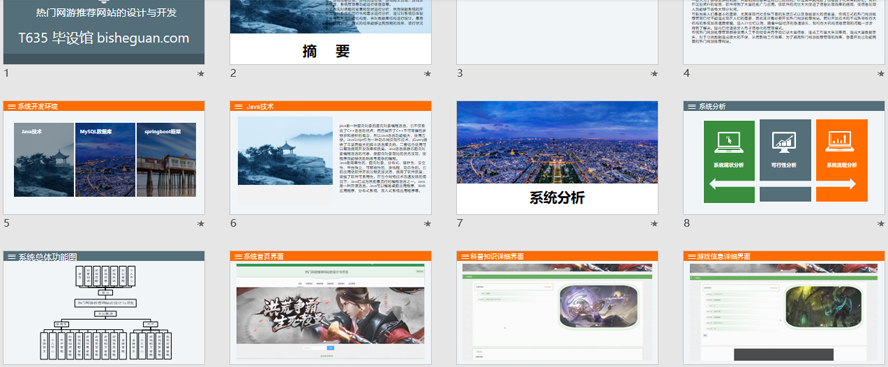 热门网游推荐网站的设计与开发PPT截图