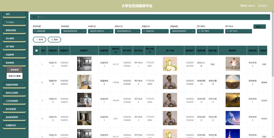 大学生在线租房平台模板截图