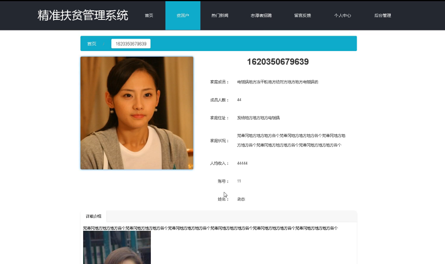 精准扶贫管理系统模板截图
