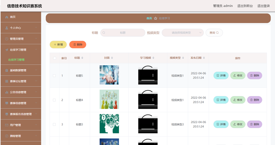 信息技术知识竞赛系统的设计与实现模板截图