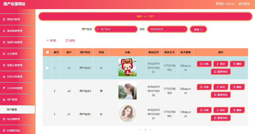 国产动漫网站设计和实现