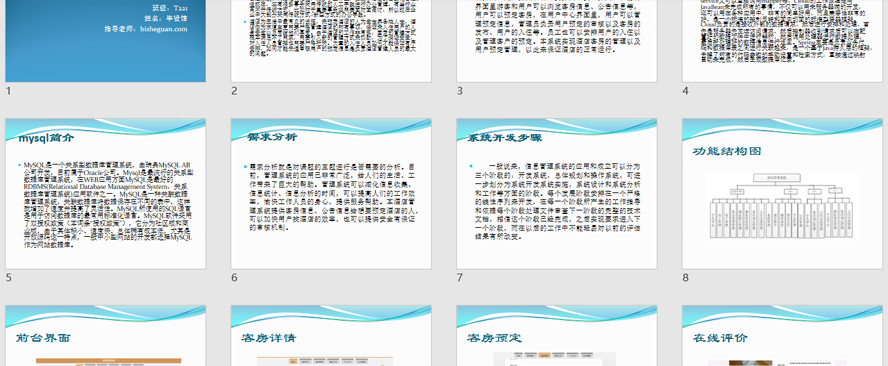 酒店管理系统PPT截图