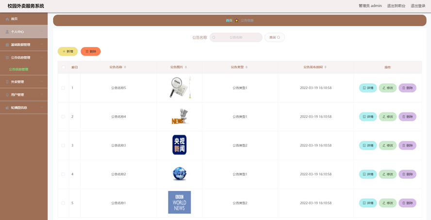 校园外卖服务系统设计与实现模板截图