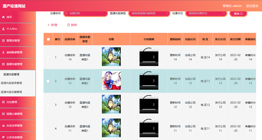 国产动漫网站设计和实现模板截图