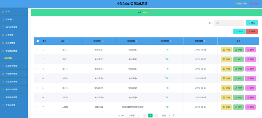 小型企业办公自动化系统的设计和开发模板截图