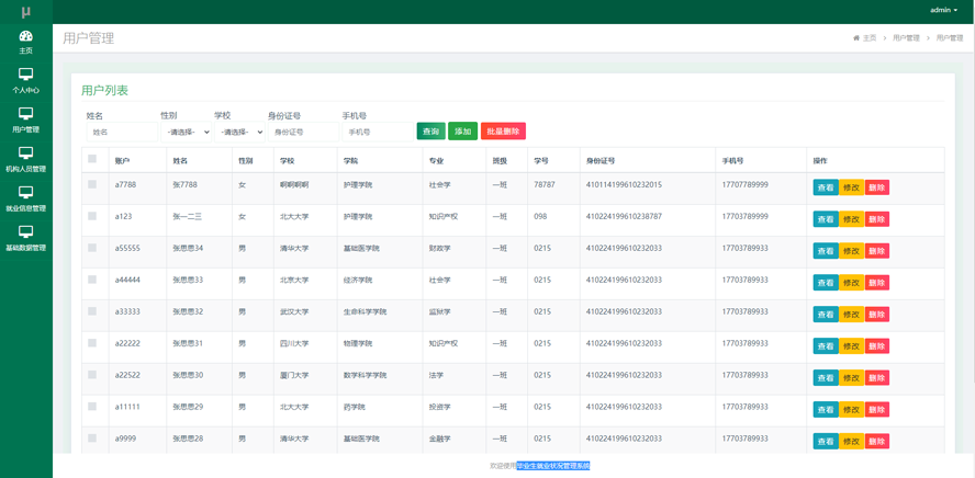 毕业生就业状况管理系统设计与实现