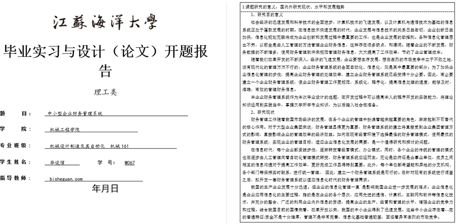 中小型企业财务管理系统开题报告截图