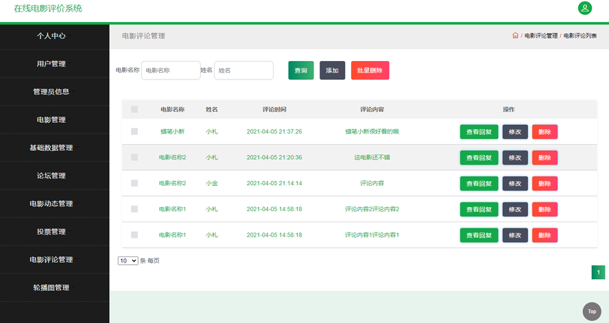 在线电影评价系统设计与实现模板截图