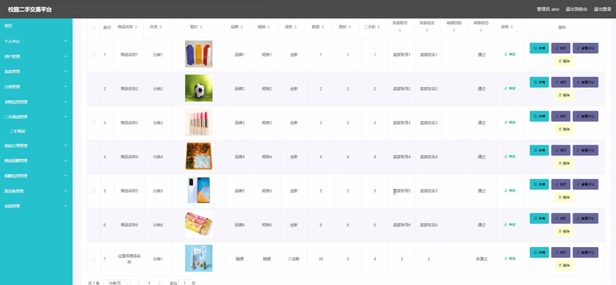 校园二手交易平台模板截图