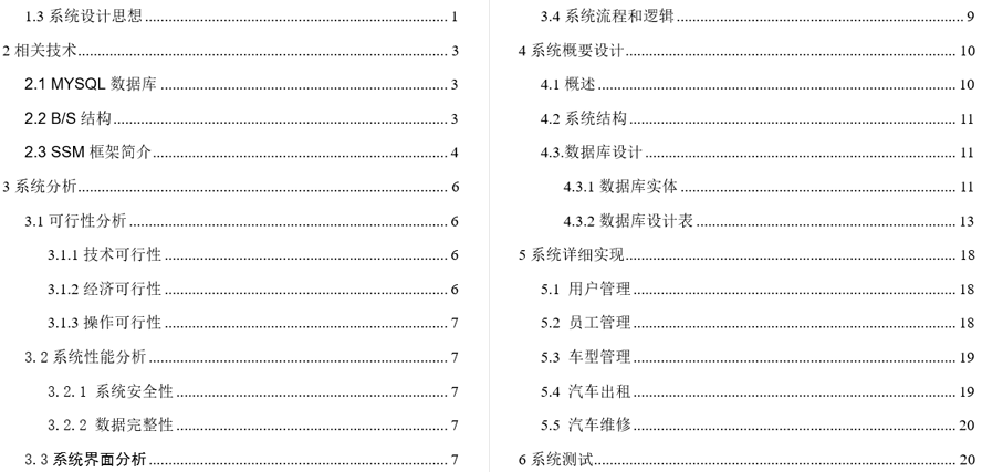 汽车租赁系统业务管理子系统毕业论文截图
