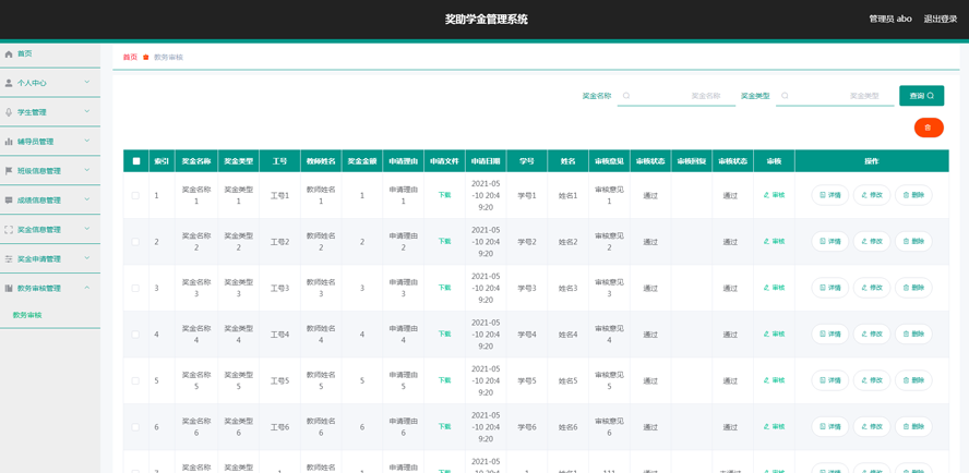 奖助学金管理系统模板截图