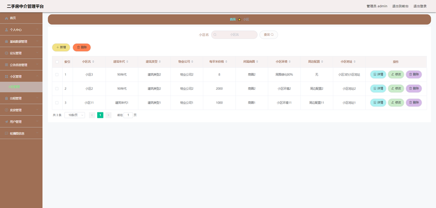 二手房中介管理系统模板截图