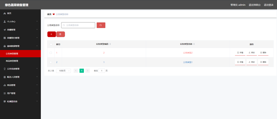 绿色蔬菜销售管理系统模板截图