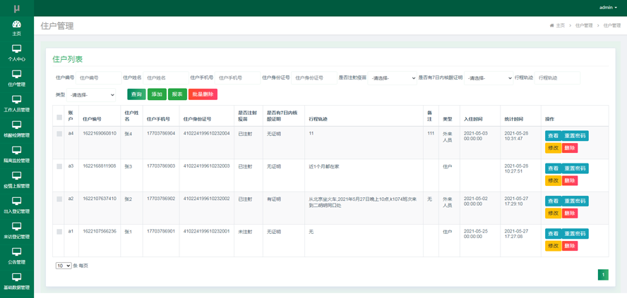 社区疫情联防联控系统
