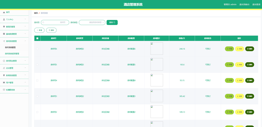 酒店管理系统的设计与实现模板截图