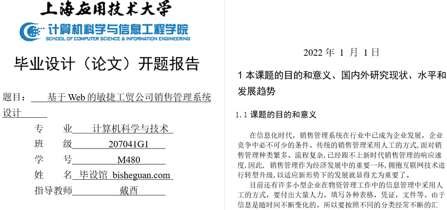 敏捷工贸公司销售管理系统设计开题报告截图