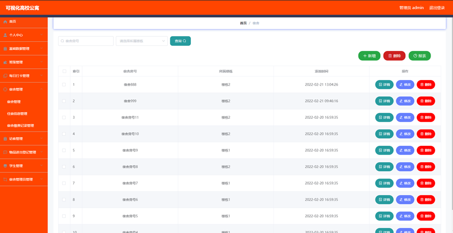 可视化高校公寓管理系统模板截图