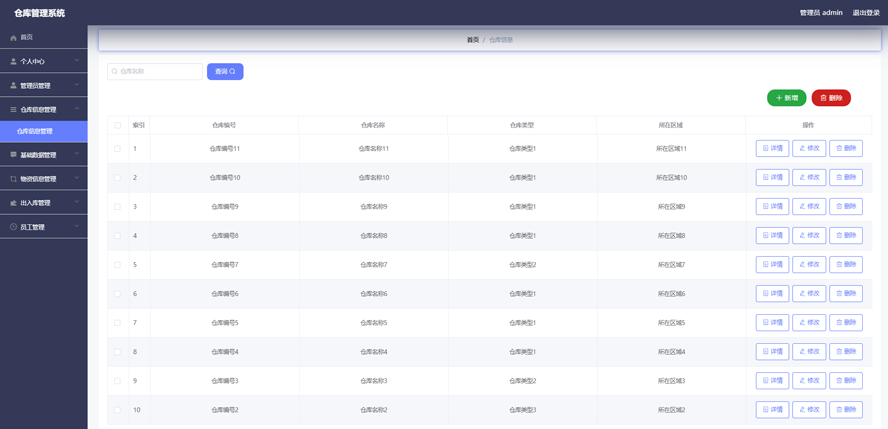 仓库管理系统设计与开发模板截图