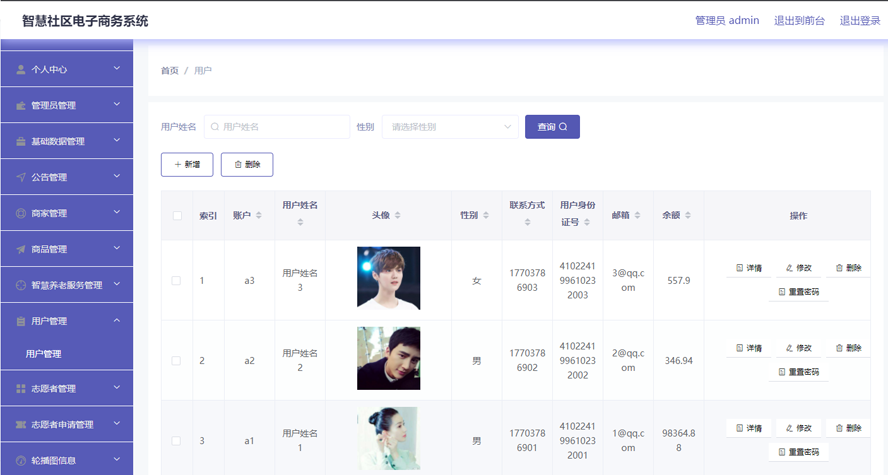 智慧社区电子商务系统模板截图