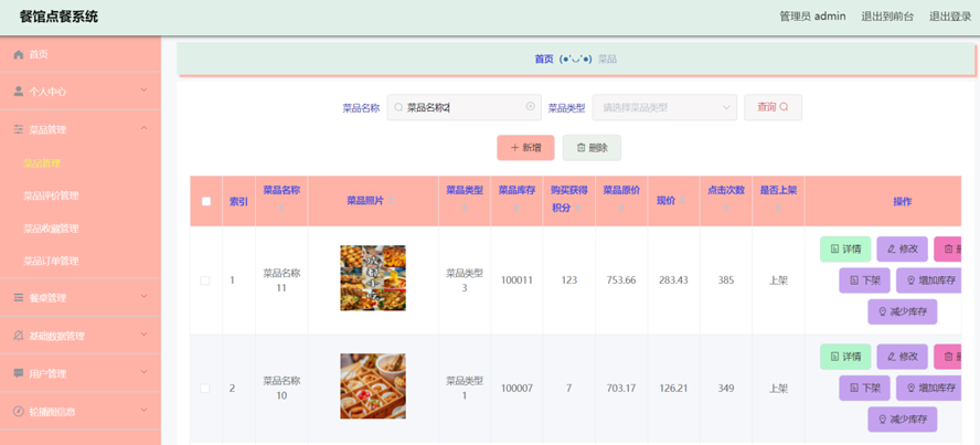 点餐系统的设计与实现模板截图